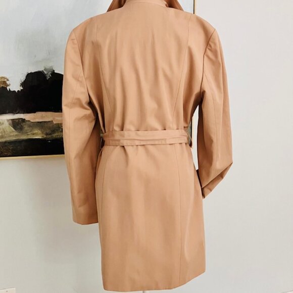 I.N.C INTERNATIONAL CONCEPTS trenchcoat tan, pockets women's size LG knee length - Picture 3 of 5